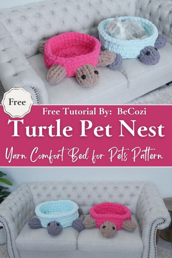 Whimsical Crochet Turtle Pet Nest Chunky Yarn Comfort Bed for Pets PatternÂ