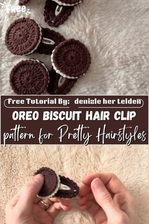 Charming Crochet Oreo biscuit hair clip pattern for Pretty Hairstyles