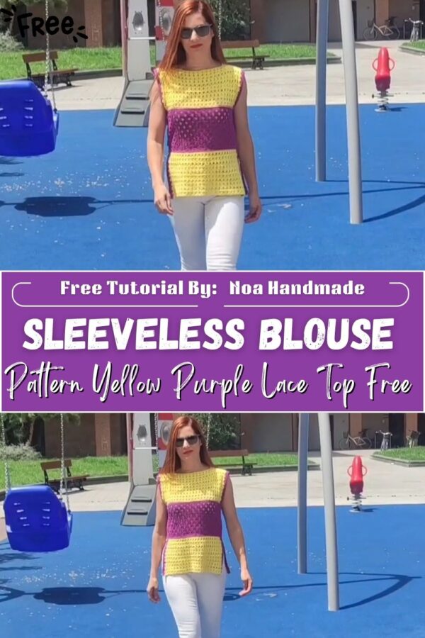 Cheerful Crochet Multicolour Sleeveless Blouse Pattern Yellow Purple Lace Top Free 