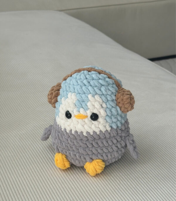 Chubby Crochet Penguin Plush Kawaii Amigurumi with Cozy Earmuffs