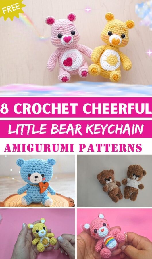 Crochet Cheerful Little Bear Keychain Amigurumi Patterns