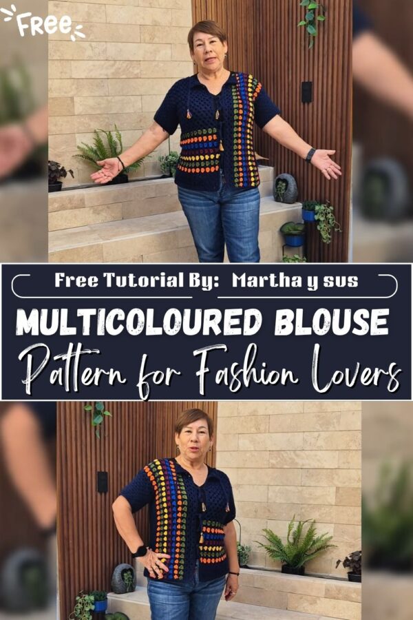 Crochet Rainbow Multicoloured Blouse Free Pattern for Fashion Lovers