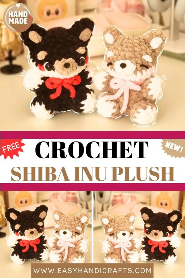 Crochet Shiba Inu Plush | Puppy Pair with Bow | Handmade