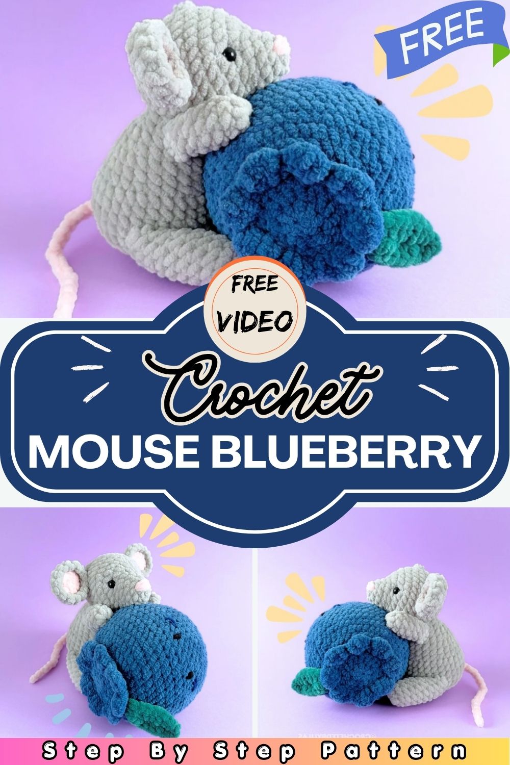 Crochet a Tiny Mouse with a Blueberry Free Amigurumi Pattern + Step-by-Step