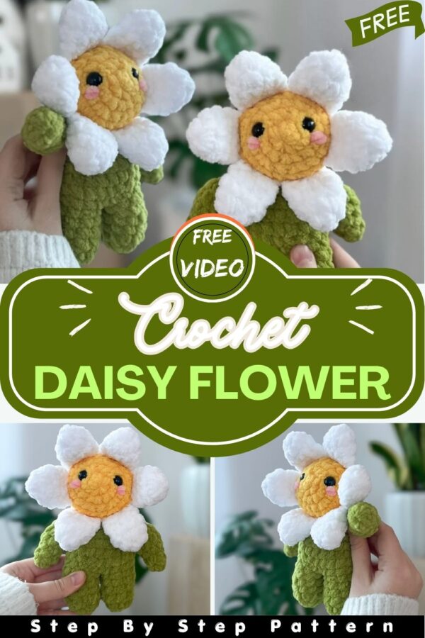 Cute Daisy Crochet Doll Handmade Amigurumi Flower Plushie Perfect Gift for Kids
