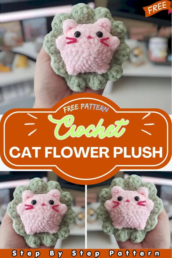 Cute Handmade Crochet Cat Flower Plush – Soft & Adorable Gift Idea