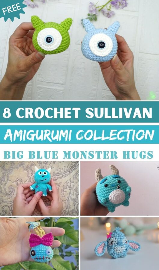 Free Crochet Sullivan Amigurumi Collection – Big Blue Monster Hugs