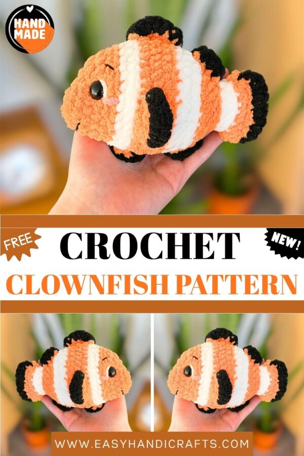 Handmade Crochet Clownfish Amigurumi Cute Ocean Plush Gift