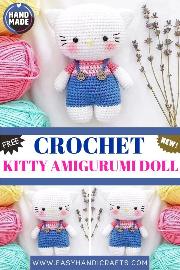 Handmade Crochet Hello Kitty Amigurumi Doll — Kawaii Plushie Gift for Kids & Collectors