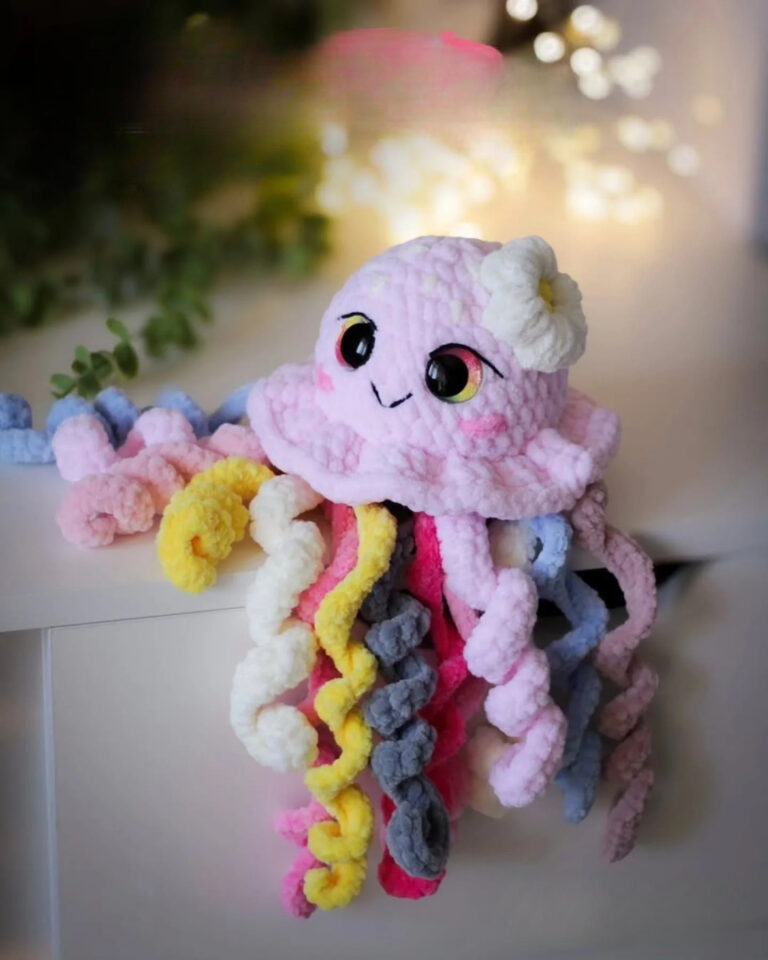 Handmade Crochet Jellyfish Plush Amigurumi Stuffed Toy