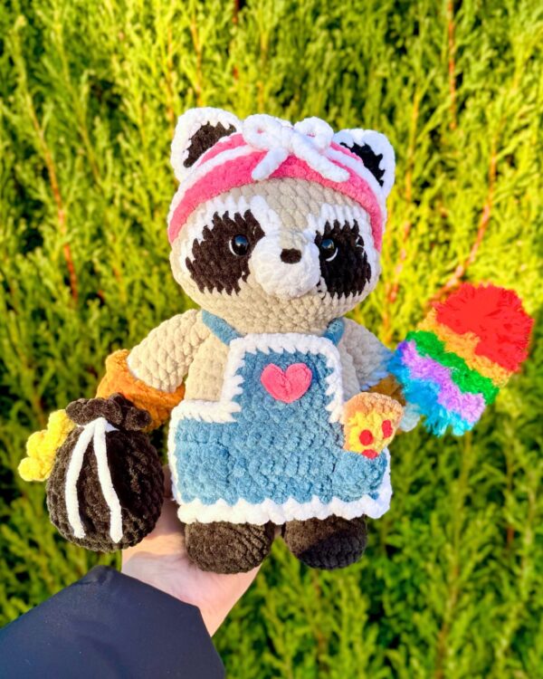 Handmade Crochet Raccoon Doll Cute Amigurumi Plush Toy Kawaii Handmade Gift