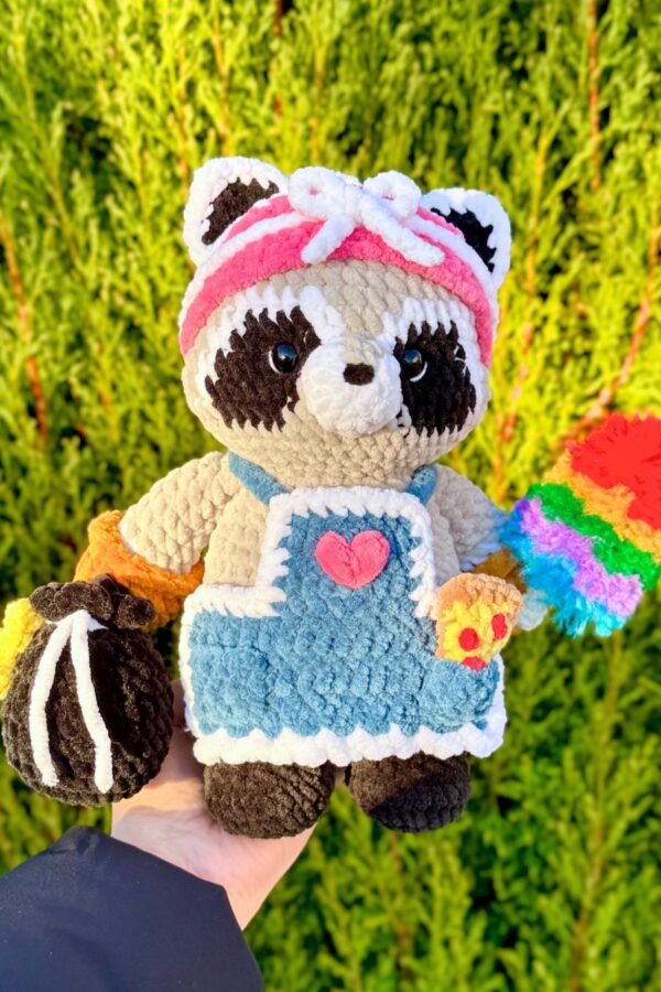 Handmade Crochet Raccoon Doll Cute Amigurumi Plush Toy Kawaii Handmade Gift
