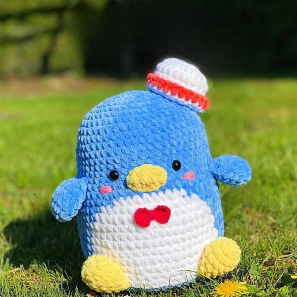 Handmade Penguin Amigurumi Sailor Hat & Bow Tie Plush