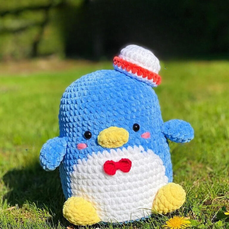 Handmade Penguin Amigurumi Sailor Hat & Bow Tie Plush