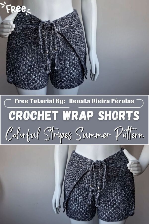 Incredible Crochet wrap shorts Colorful Stripes Summer Pattern 