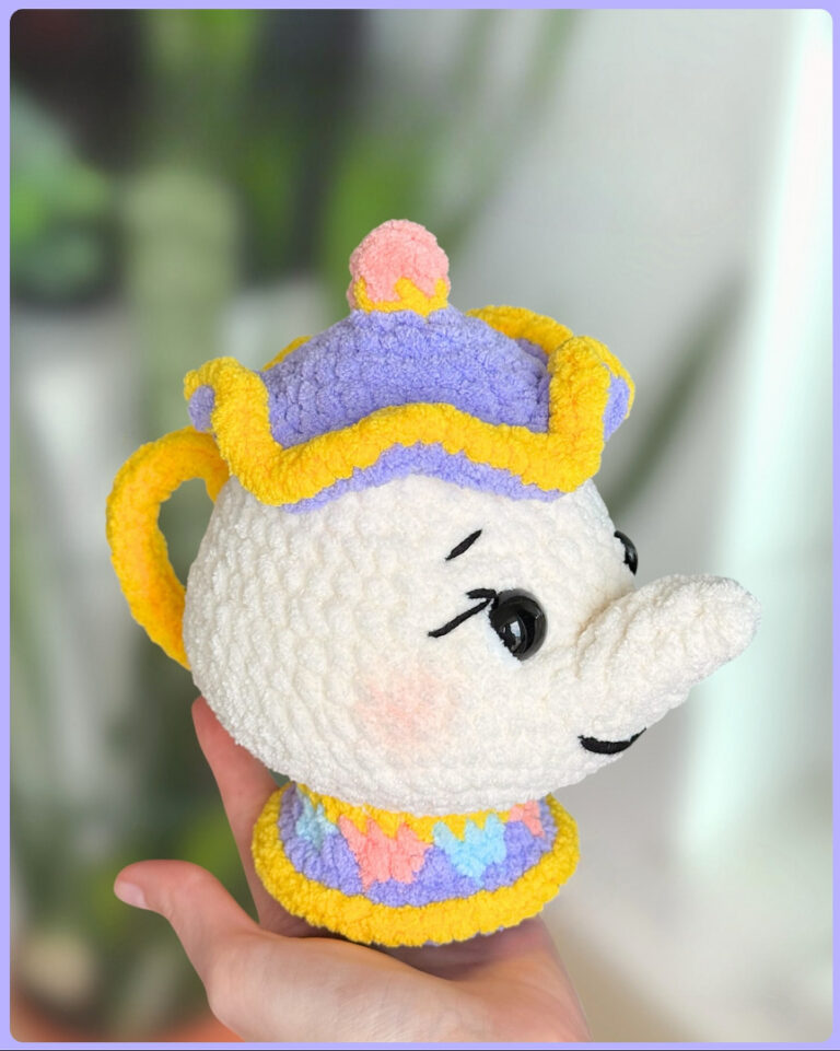 Kawaii Crochet Teapot Amigurumi Handmade Plush Gift