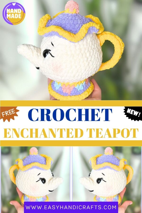 Kawaii Crochet Teapot Amigurumi Handmade Plush Gift