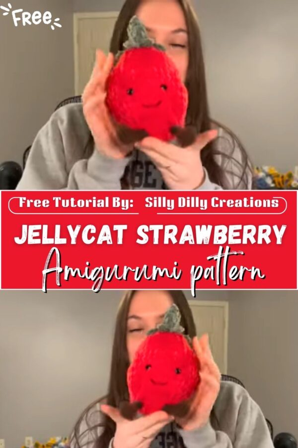 Perfect free Crochet jellycat strawberry Amigurumi pattern for beginners
