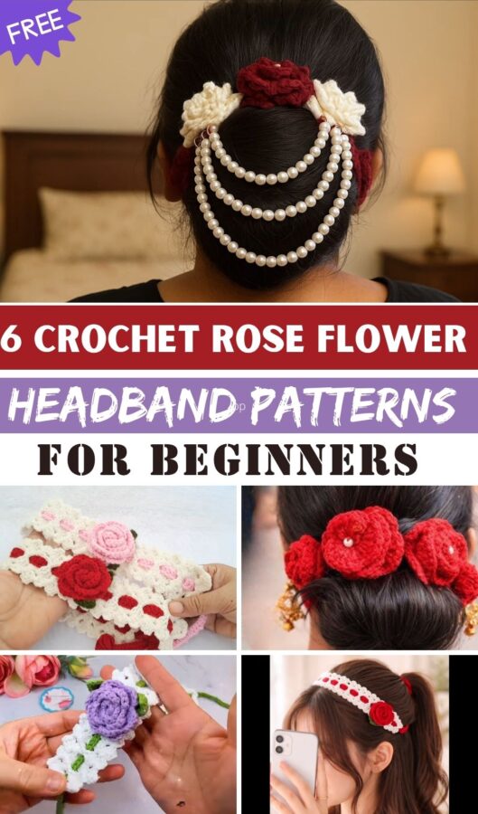 Quick Crochet Rose Flower Headband Patterns for Beginners 