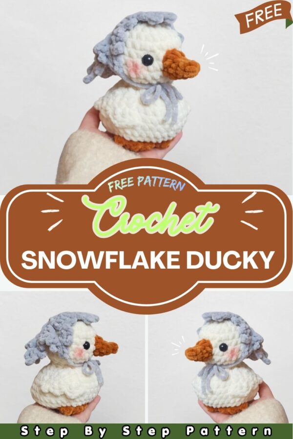 Winter Crochet Ducky Pattern with Snowflake Bonnet Cute DIY Gift Idea