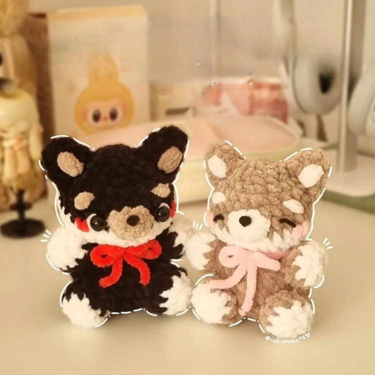Crochet Shiba Inu Plush | Puppy Pair with Bow | Handmade