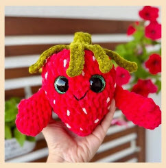 Classy Crochet Strawberry Buddy Amigurumi Free Pattern with Cute Eyes
