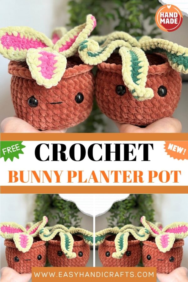 Adorable Crochet Bunny Planter Pot | Kawaii Amigurumi Basket | Handmade Home Decor