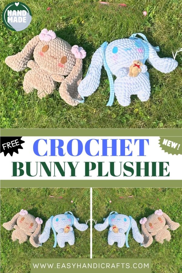 Adorable Crochet Bunny Plushie Backpack Handmade Kawaii Bag Perfect Kids Gift