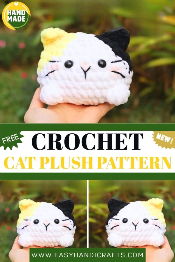 Chunky Crochet Cat Plush Pattern Soft Chenille Kitty Amigurumi
