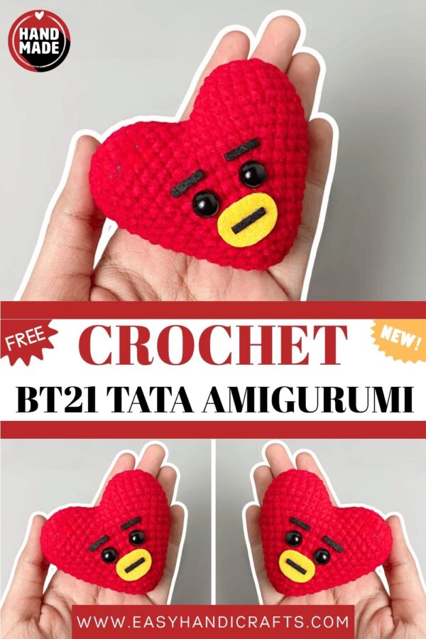 Crochet BT21 TATA Amigurumi  Cute BTS Handmade Heart Plushie Gift