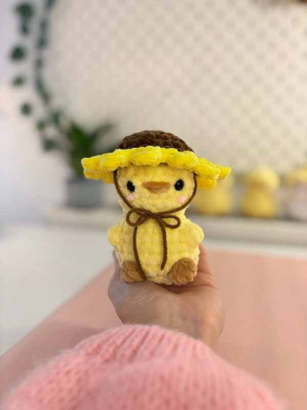 Cute Sunflower Chick Amigurumi Handmade Crochet Yellow Plush