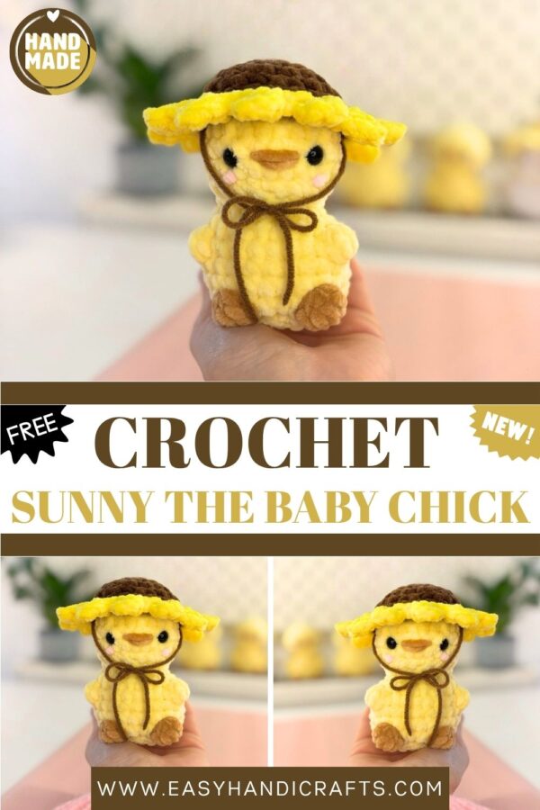 Cute Sunflower Chick Amigurumi Handmade Crochet Yellow Plush