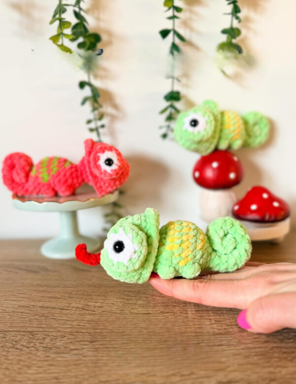 Handmade Crochet Chameleon Amigurumi Cute Colorful Plushie Kawaii Stuffed Toy
