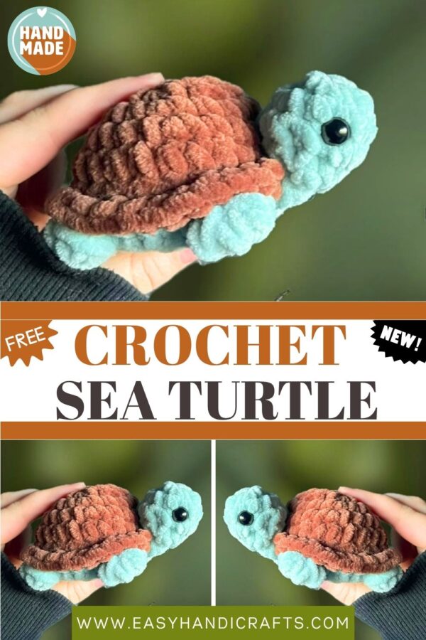Handmade Crochet Sea Turtle Amigurumi — Chunky Teal & Brown Plush  Cute Ocean Turtle Gift for Kids & Adults