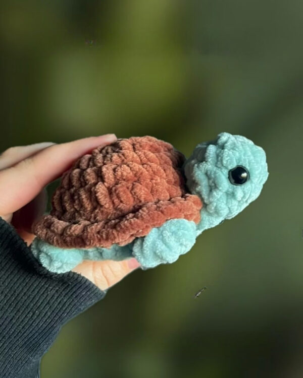 Handmade Crochet Sea Turtle Amigurumi — Chunky Teal & Brown Plush Cute Ocean Turtle Gift for Kids & Adults