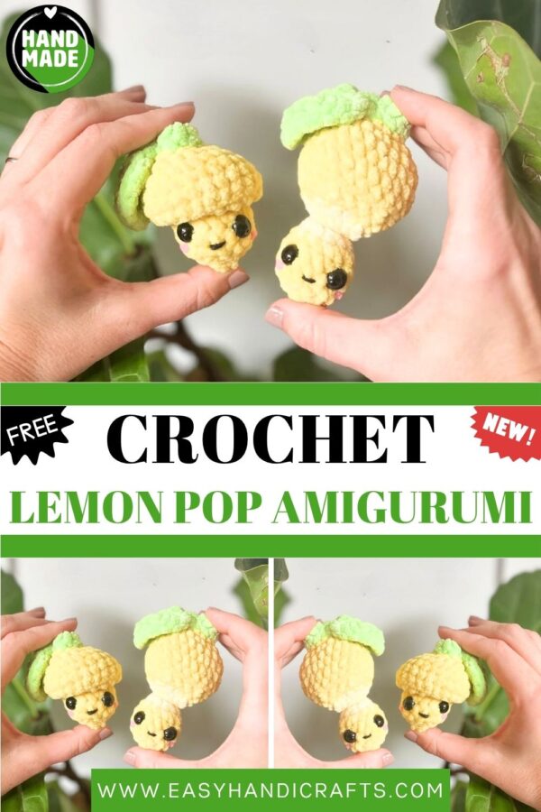 Kawaii Crochet Lemon Pop Amigurumi Duo Cute Handmade Fruit Plushie Perfect Gift
