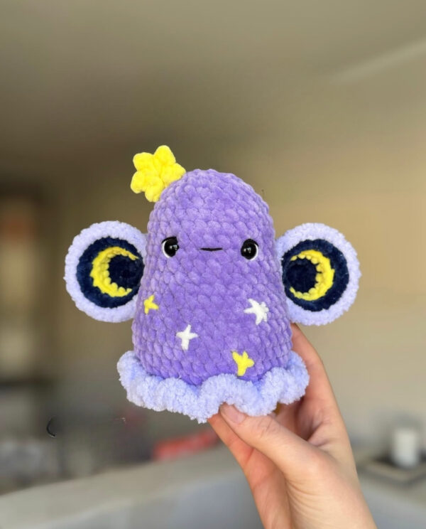 Kawaii Galaxy Jellyfish Crochet Plush Moon Eyes & Stars Unique Handmade Gift