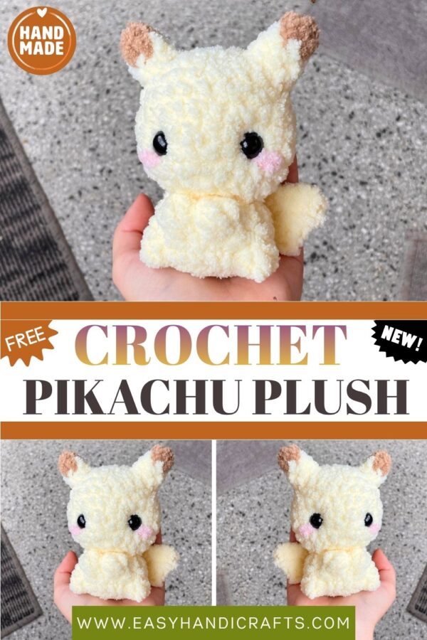 Pokemon Inspired Crochet Pikachu Plush Handmade Amigurumi Gift for Anime Fans