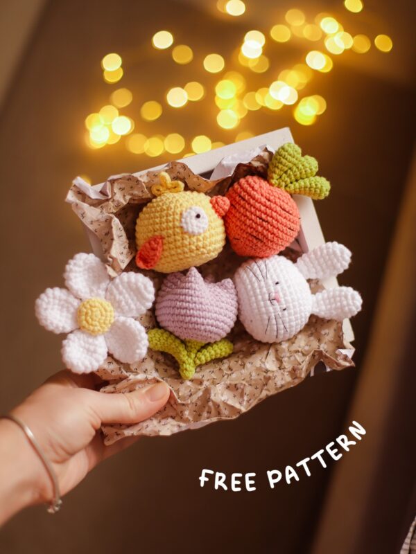 Spring Crochet Amigurumi Bouquet Handmade Kawaii Plush Decor & Easter Gift