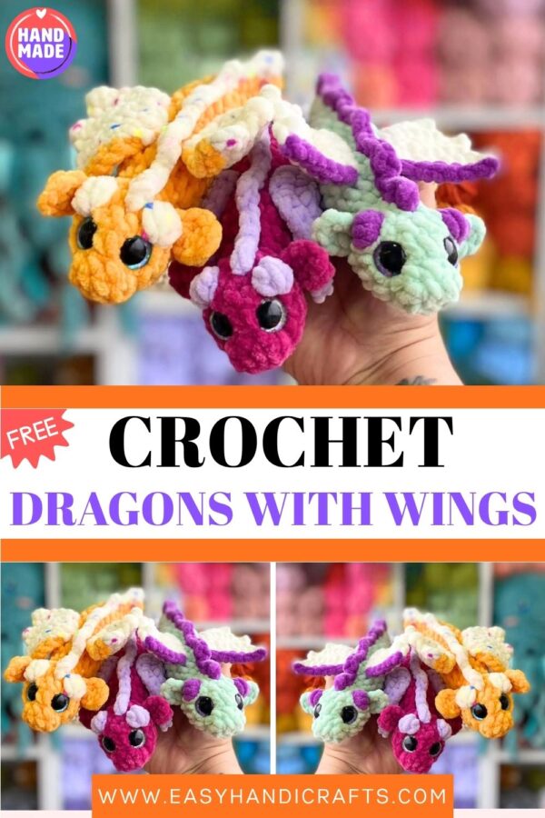 Tiny Handmade Dragons With Wings — Pastel Crochet Plush For Fantasy Lovers