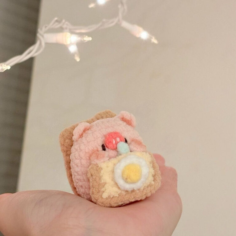 Crochet Toast Piggy | Kawaii Mini Food Plush Handmade