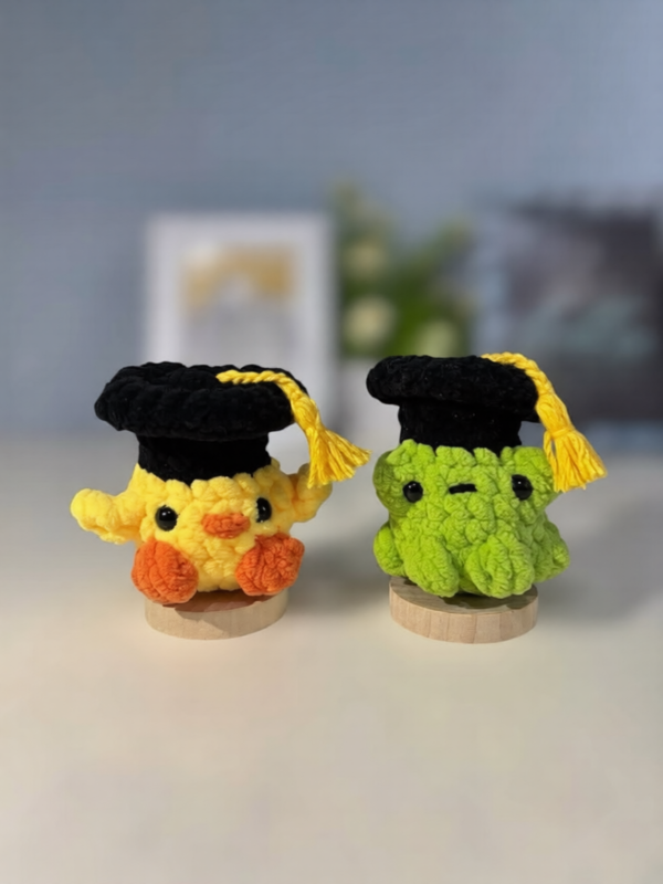 Crochet Graduation Duck & Frog Amigurumi Plush Grad Gift