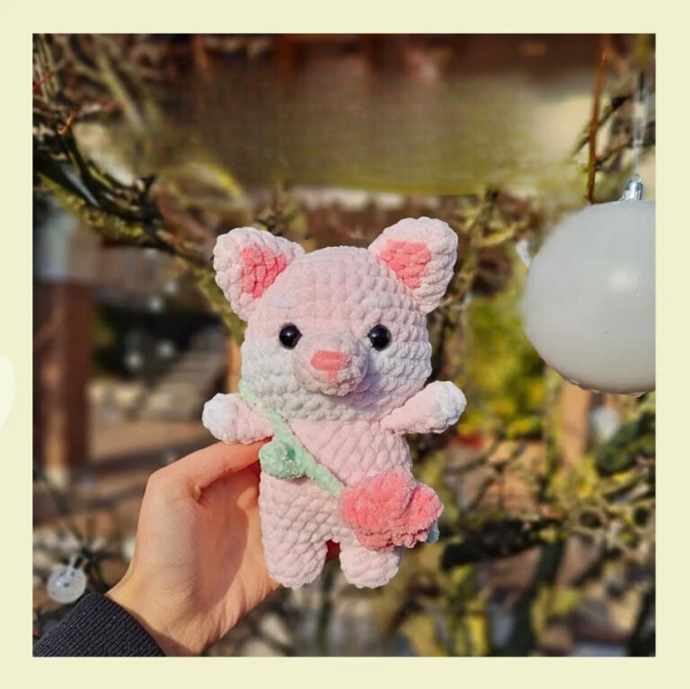 Cute Crochet Pink Bear Amigurumi | Free Pattern | Soft Plush Toy for Beginners
