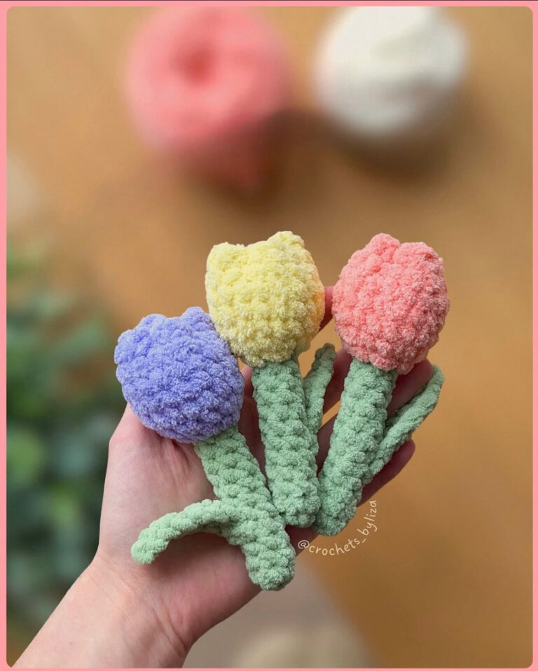 Crochet Tulip Bouquet | Pastel Handmade Flowers That Never Wilt | Gift for Her