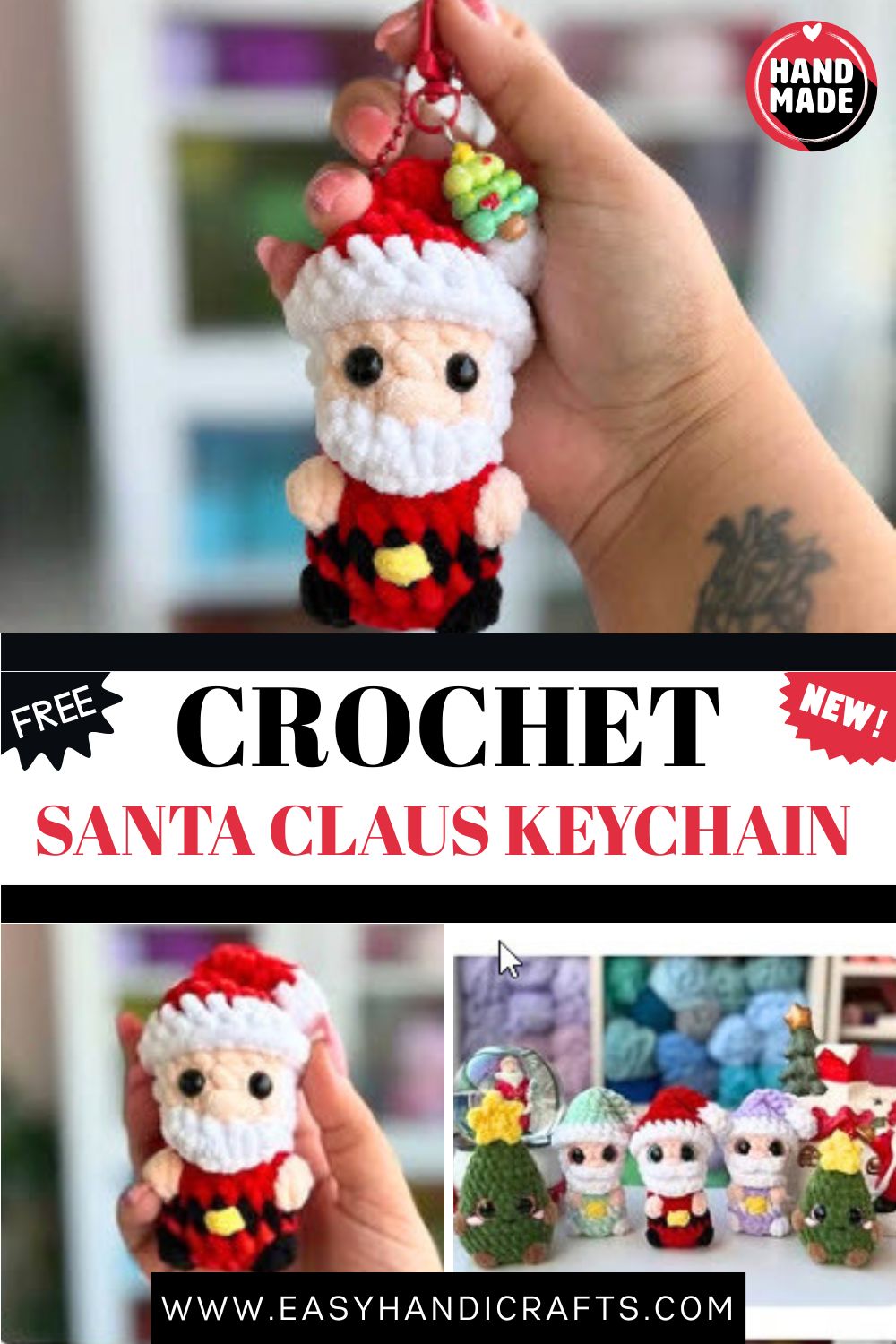 Classy Crochet Santa Claus Keychain Amigurumi Pattern for Beginners
