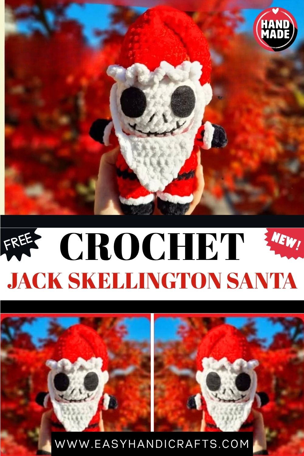 Crochet Jack Skellington Santa Amigurumi Pattern for Home Accents