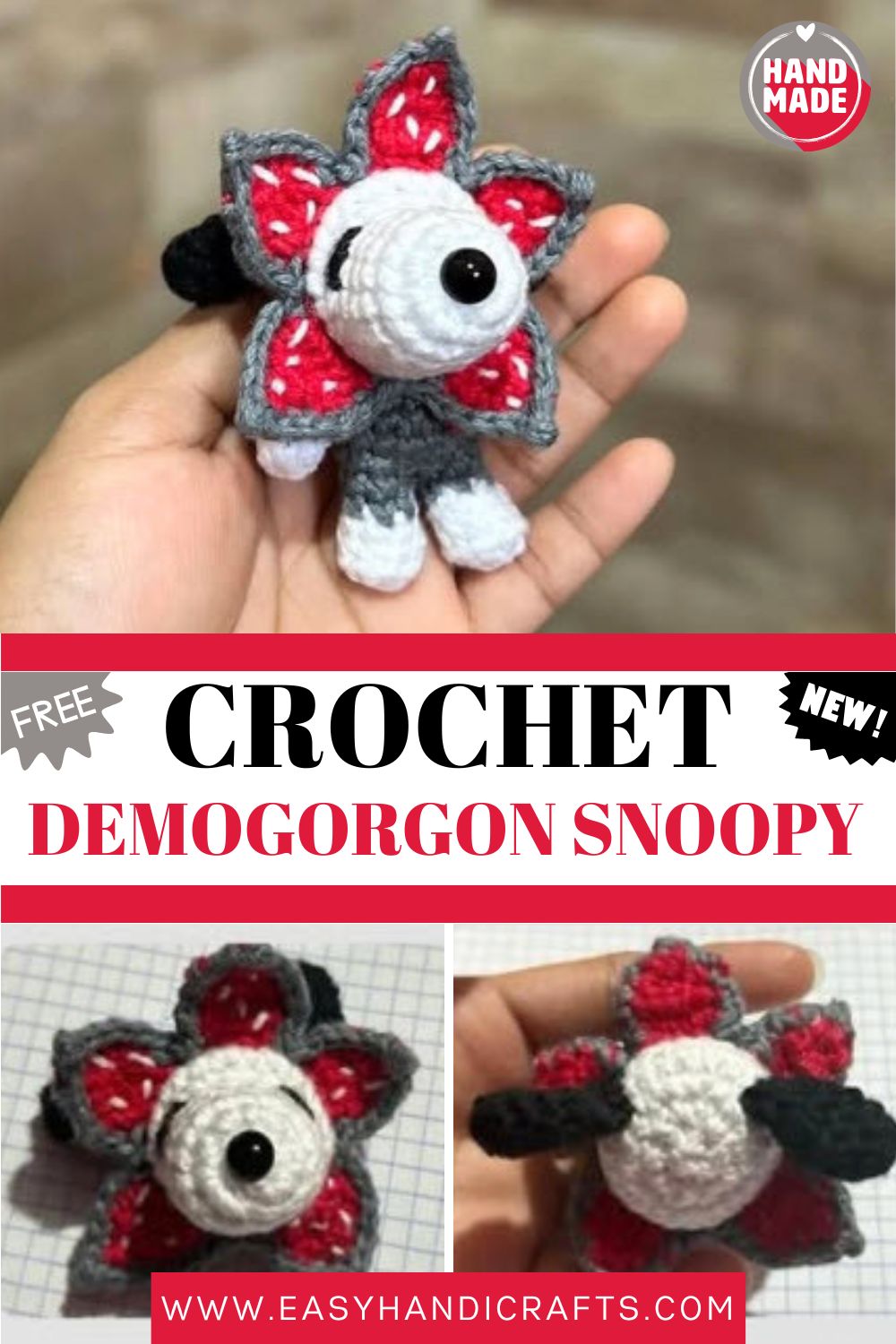 Free Crochet Demogorgon Snoopy Amigurumi Pattern | Stranger Things