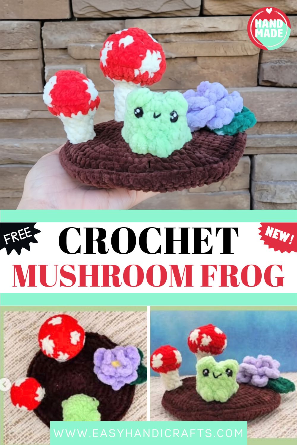 Crochet Mushroom Frog Amigurumi Pattern Easy Beginner Project