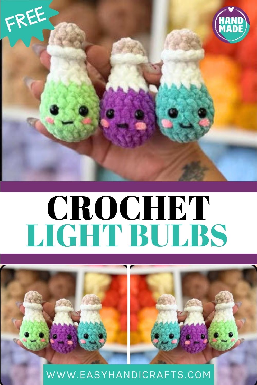 The Cutest Crochet Light Bulbs Ever Easy Amigurumi Pattern