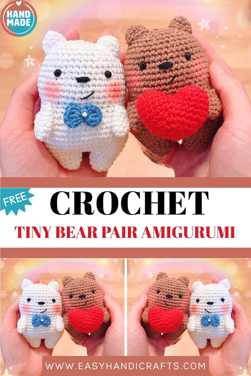 Make Your Crochet Own Tiny Bear Pair Amigurumi Free Pattern